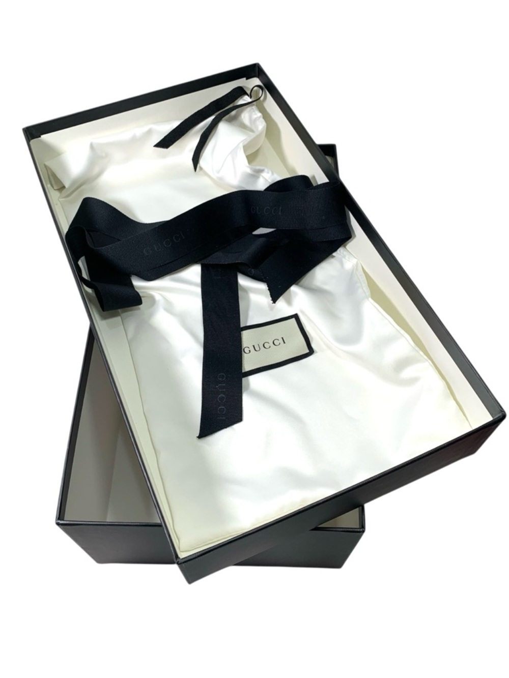 Gucci Black and Off White Logo Shoe Box Dust Bag Ribbon - Picture 6 of 7